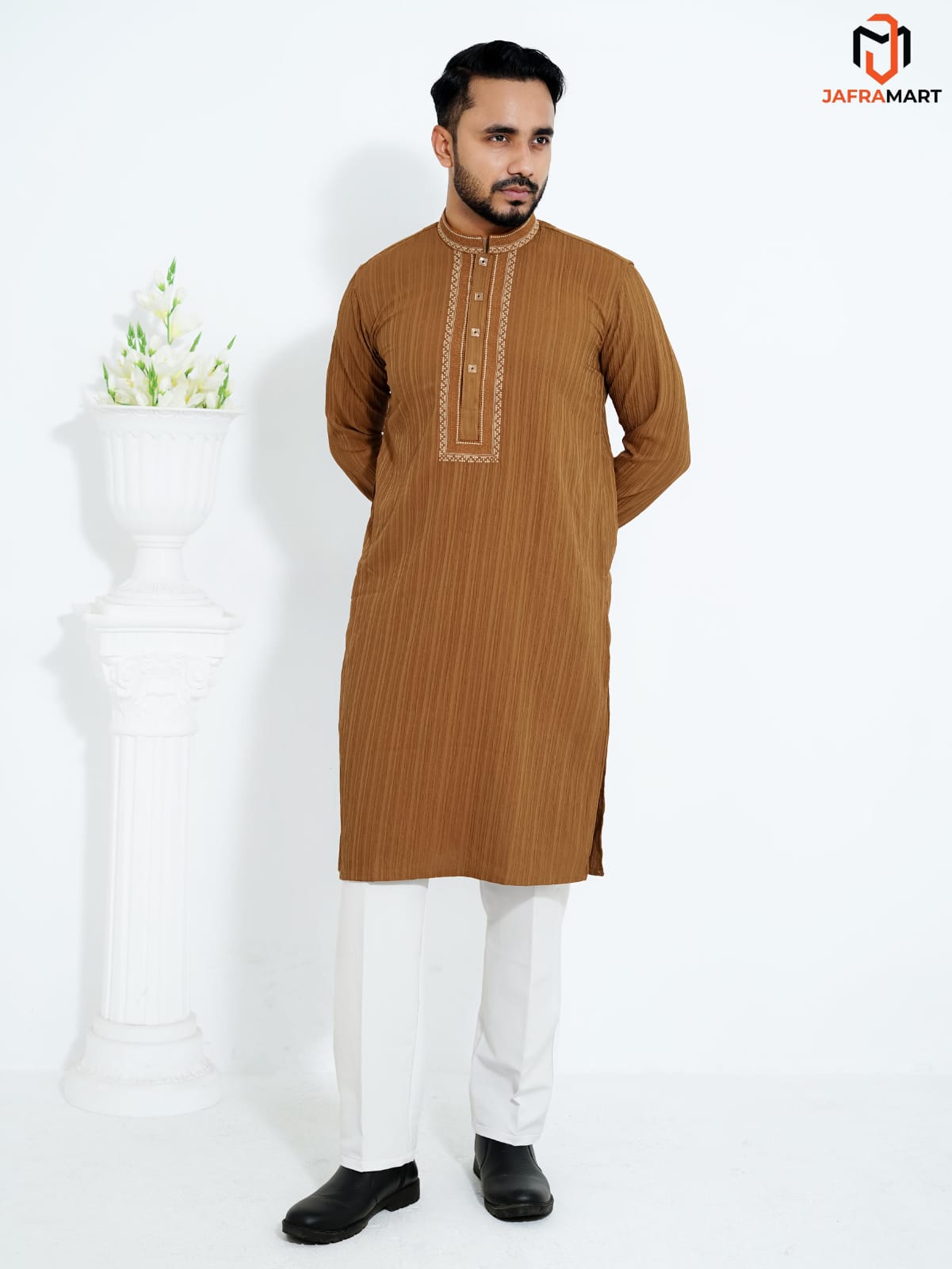 Premium Cotton Embroidered Luxury Panjabi : C (Kathali)