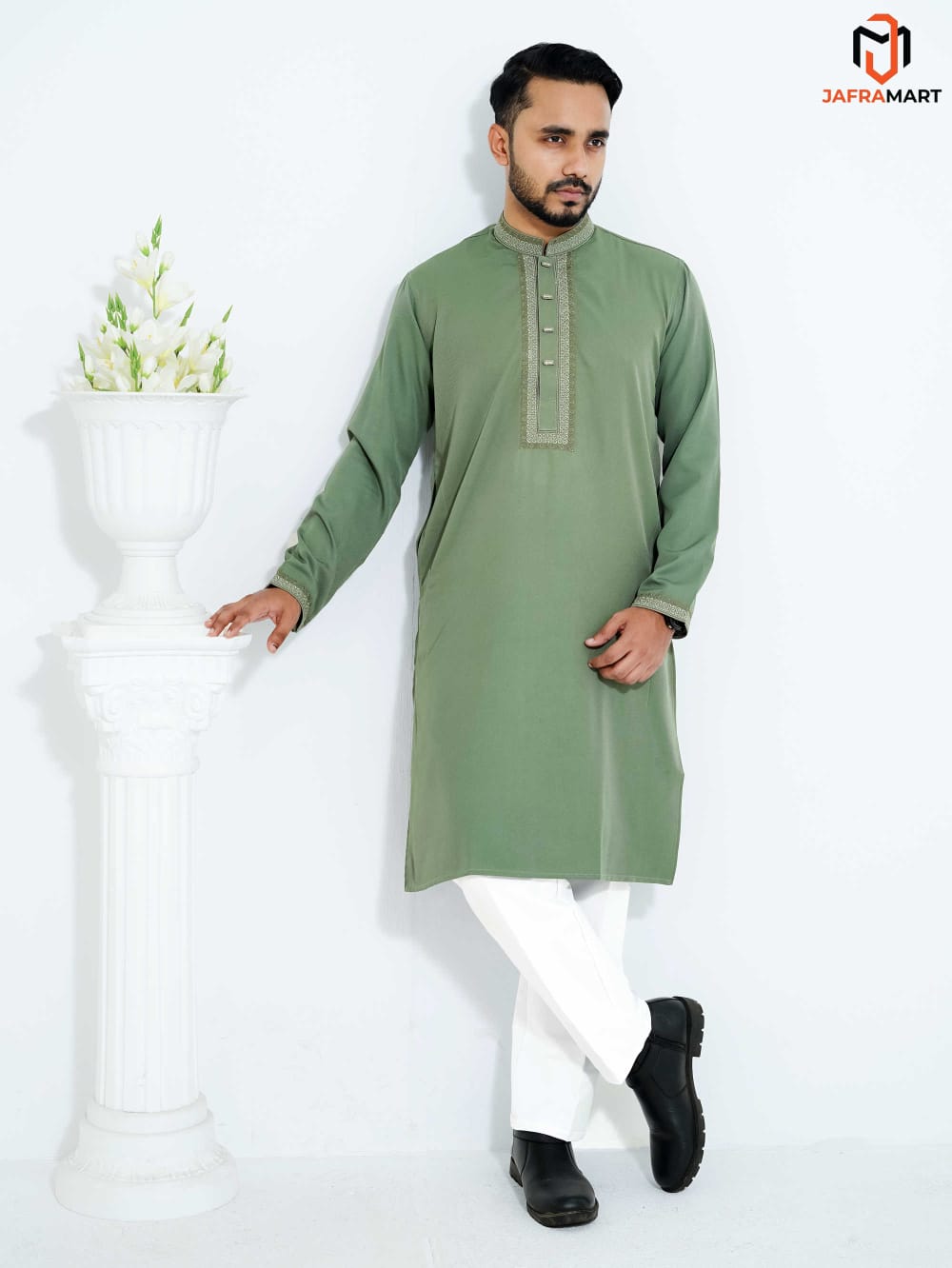 Premium Cotton Embroidered High Luxury Panjabi- SP-B ( Lemon Deep )